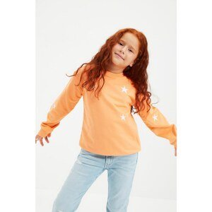 Trendyol Orange Embroidered Girl Knitted Sweatshirt