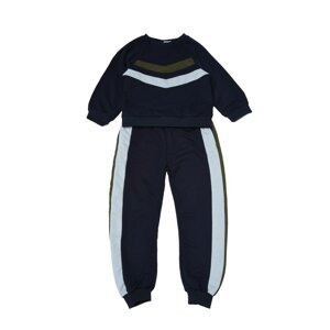 Trendyol Navy Blue Color Block Boy Knitted Thin Bottom-Top Suit