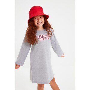 Trendyol Gray Embroidered Girl Knitted Dress