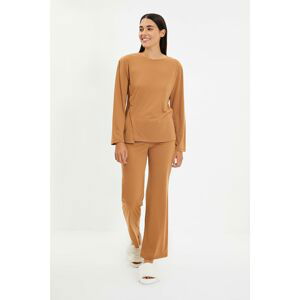 Trendyol Pajama Set - Brown - Plain