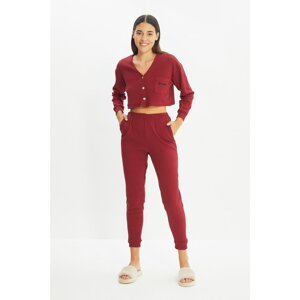 Trendyol Claret Red Camisole Knitted Pajamas Set