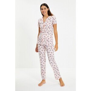 Trendyol Powder Butterfly Knitted Pajamas Set