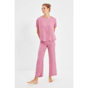 Trendyol Dried Rose Woven Satin Pajamas Set