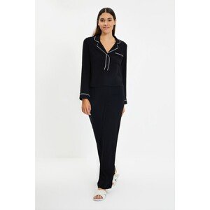 Trendyol Black Tie Woven Pajamas Set