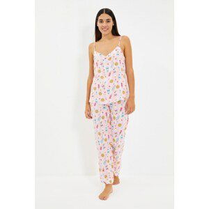 Trendyol Powder Printed Woven Pajamas Set