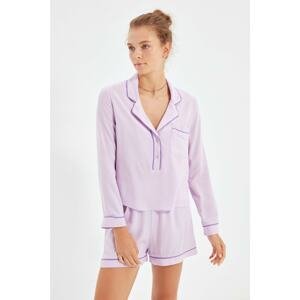 Trendyol Lilac Piping Woven Pajamas Set