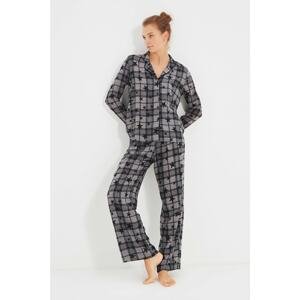 Trendyol Star Patterned Plaid Woven Viscose Pajamas Set