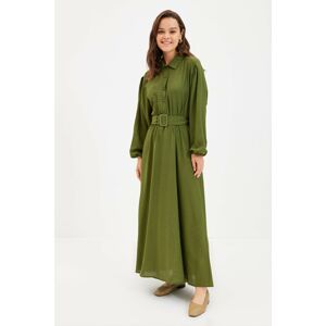 Trendyol Khaki Shirt Collar Hijab Dress