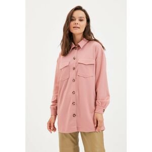 Trendyol Dried Rose Shirt Collar Knitted Tunic