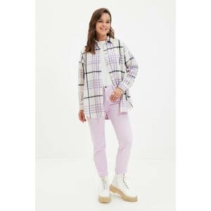 Trendyol Lilac Shirt Collar Plaid Tunic