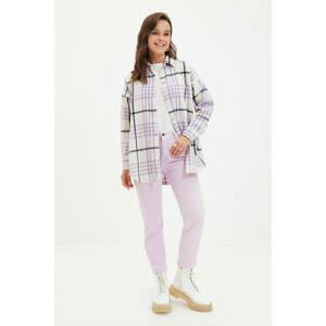 Trendyol Lilac Shirt Collar Plaid Tunic