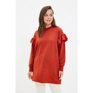 Trendyol Tile Crew Neck Ruffle Knitted Sweatshirt