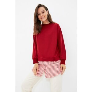 Trendyol Claret Red Crew Neck Knitted Sweatshirt with Bottom Shirt
