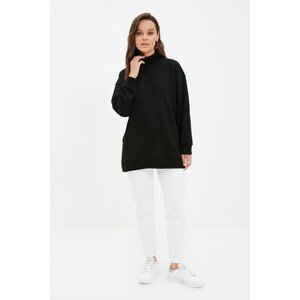 Trendyol Black Turtleneck Printed Knitted Sweatshirt