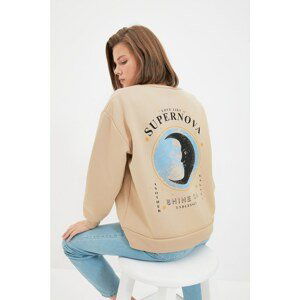 Trendyol Stone Back Print Detailed Knitted Sweatshirt