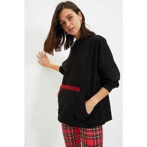 Trendyol Black Color Block Knitted Sweatshirt
