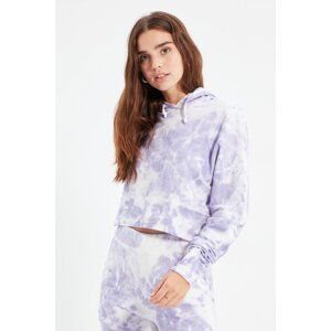 Trendyol Lilac Tie Dye Loose Crop Knitted Sweatshirt