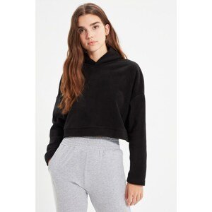Trendyol Black Hooded Soft Knitted Sweatshirt