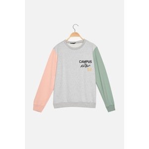 Trendyol Gray Embroidered Knitted Sweatshirt
