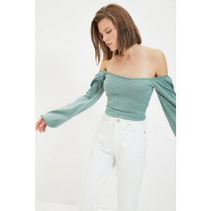 Trendyol Mint Carmen Collar Knitwear Sweater