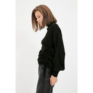 Trendyol Black Ruffle Detailed Knitwear Sweater