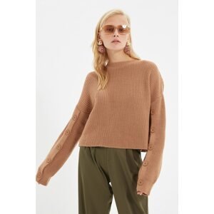 Trendyol Camel Button Detailed Knitwear Sweater