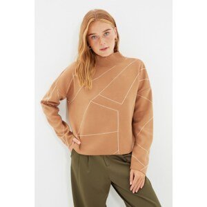 Trendyol Camel High Collar Trilko Sweater