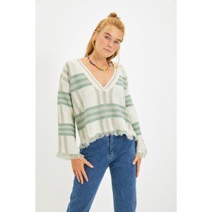 Trendyol Stone Tassel Detailed Jacquard Knitwear Sweater