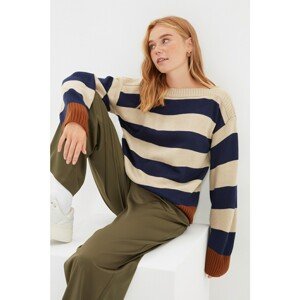 Trendyol Stone Oversize Striped Knitwear Sweater