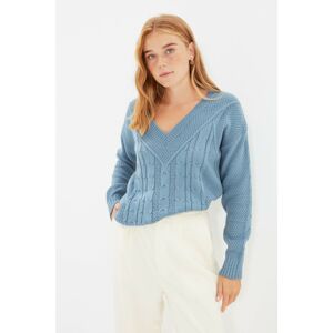 Trendyol Indigo V Neck Knitwear Sweater