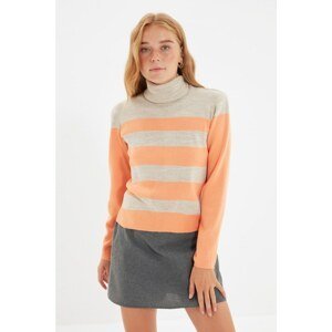 Trendyol Salmon Turtleneck Striped Knitwear Sweater