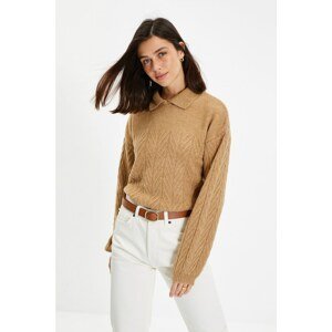 Trendyol Camel Knitted Detailed Knitwear Sweater