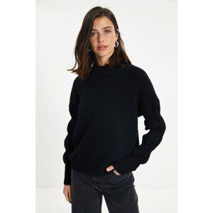 Trendyol Black Straight Collar Knitwear Sweater