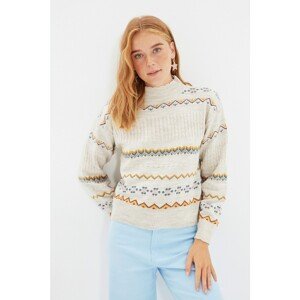 Trendyol Stone Standing Collar Knitwear Sweater