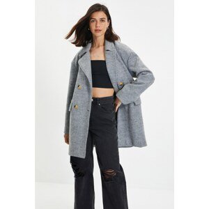 Trendyol Gray Belted Oversize Wool Cachet Coat