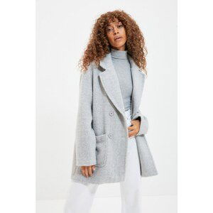 Trendyol Gray Button Closure Cachet Coat