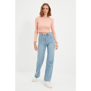 Trendyol Blue Front Button High Waist 90's Wide Leg Jeans