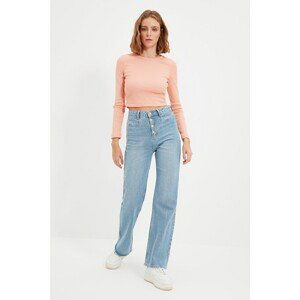 Trendyol Blue Front Button High Waist 90's Wide Leg Jeans