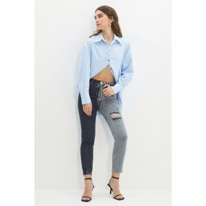 Trendyol Black Ripped Color Block High Waist Mom Jeans