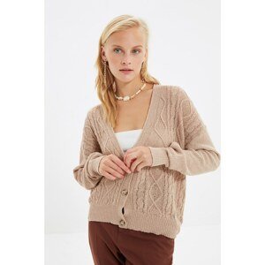 Trendyol Camel Knit Detailed Knitwear Cardigan