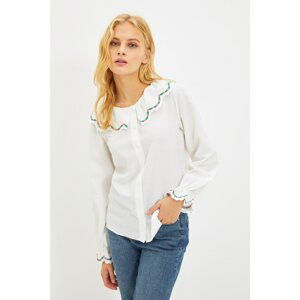 Trendyol Ecru Embroidered Collar Detailed Shirt