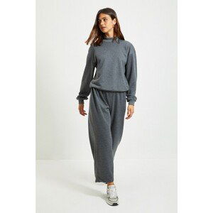 Trendyol Anthracite Culotte Fit Knitted Tracksuit Set