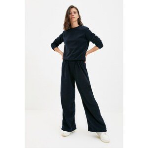 Trendyol Navy Blue Fleece Wide Leg Knitted Sweatpants