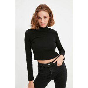 Trendyol Black Recycle Ribbed Knitted Blouse