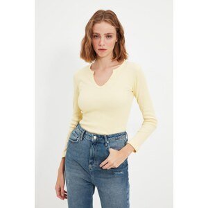 Trendyol Yellow Recycle Basic Corduroy Knitted Blouse