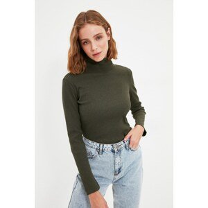 Trendyol Khaki Recycle Basic Corduroy Knitted Blouse