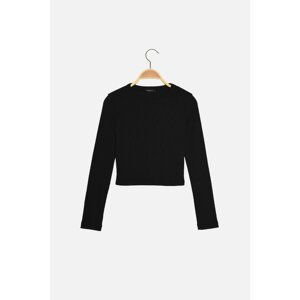 Trendyol Black Recycle Corduroy Knitted Blouse