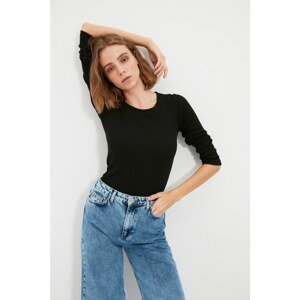 Trendyol Black Recycle Corduroy Knitted Blouse
