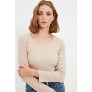 Trendyol Stone Recycle Basic Corduroy Knitted Blouse