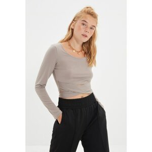 Trendyol Mink Tie Detailed Knitted Blouse